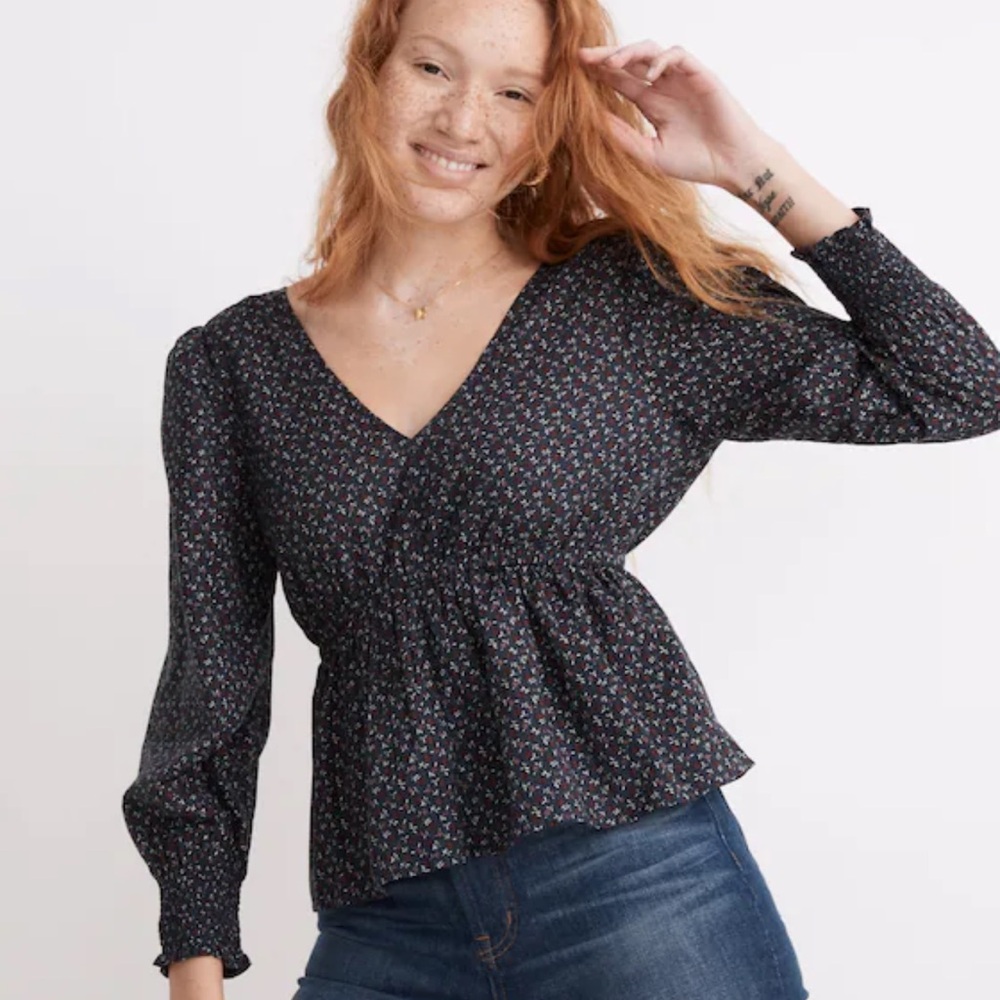 Madewell tie back peplum top